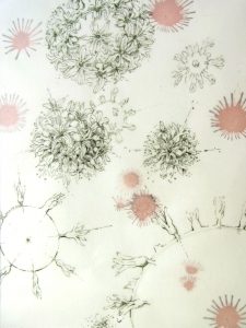 Coronaviren mit blütenhaften Auswüchsen